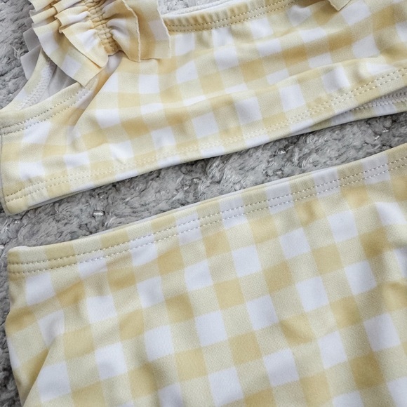 Janie & Jack Toddler Girls Yellow Gingham Ruffle Swimsuit - Size 18-24 Months - Picture 5 of 6